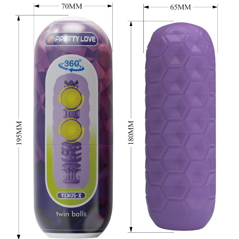 PRETTY LOVE - TWIN BALLS PURPLE MALE MASTURBATOR