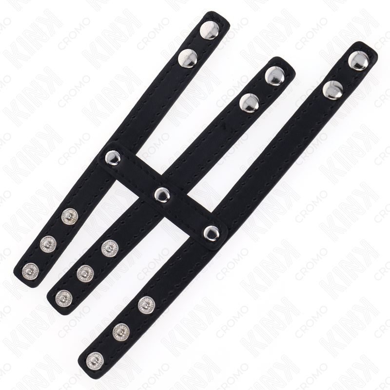 KINK - TRIPLE ANNEAU PÉNIS EN SIMILI CUIR AVEC FERMETURE À PRESSION