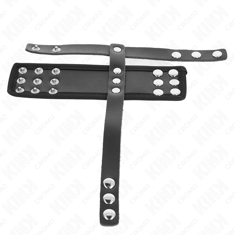 KINK - ANNEAU POUR PÉNIS EN CUIR AVEC SANGLE DE SÉPARATION DE BALLES ENDUITE RÉGLABLE