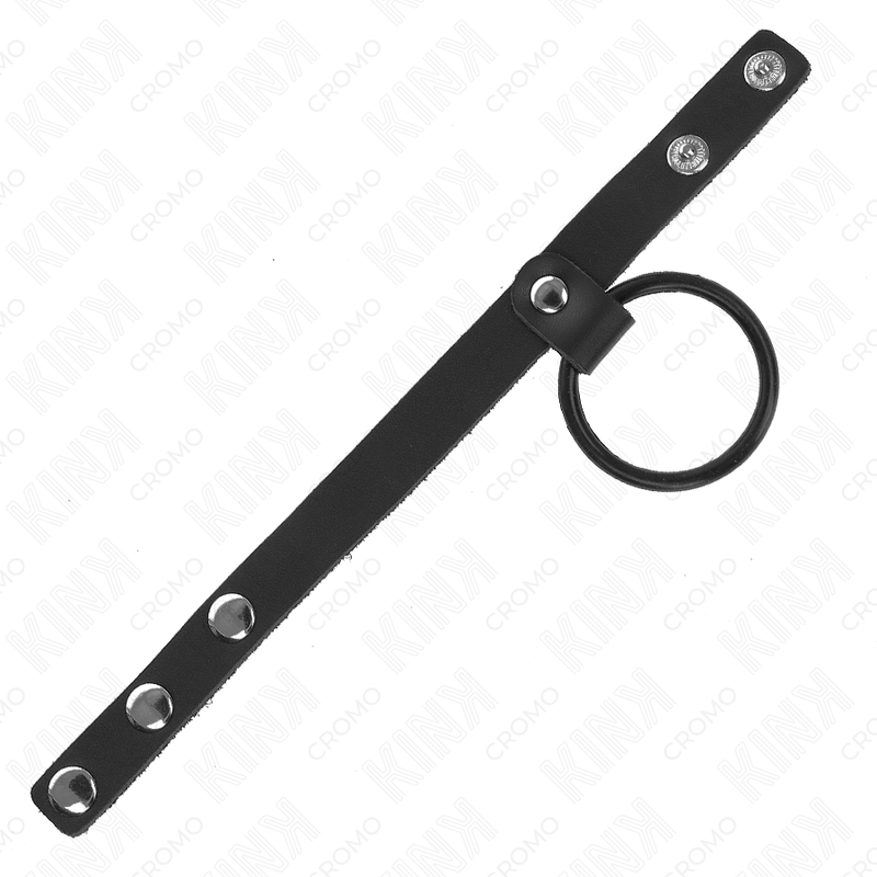 KINK - ANNEAU DE PÉNIS EN SILICONE 3,8 CM ET SÉPARATEUR DE TESTICULES EN CUIR 22 X 1,5 CM