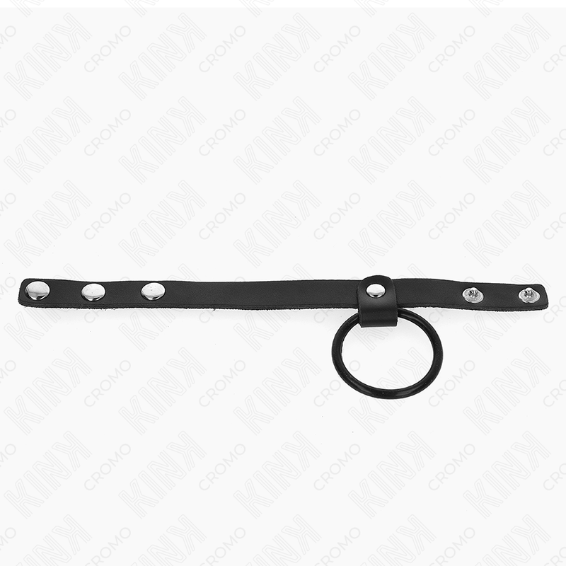 KINK - ANNEAU DE PÉNIS EN SILICONE 3,8 CM ET SÉPARATEUR DE TESTICULES EN CUIR 22 X 1,5 CM