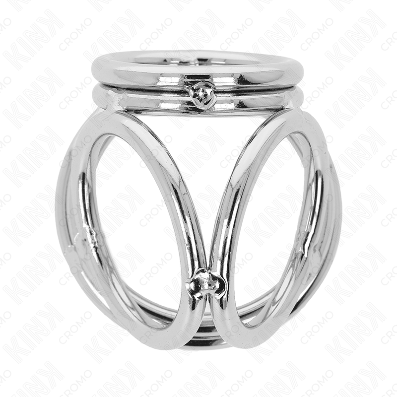 KINK - ANNEAU DE PÉNIS TRIPLE MÉTAL CHROMÉ 3.8 CM À 5 CM MODÈLE 1