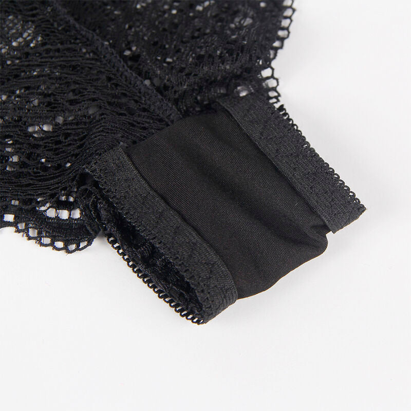 SUBBLIME - 953911 ENSEMBLE 3 PIÈCES DENTELLE ET SATIN NOIR S/M