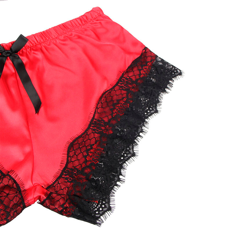 SUBBLIME - 953959 SEXY SATIN AND LACE BLACK/RED PAJAMAS S/M