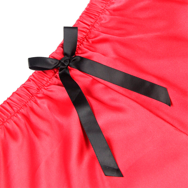 SUBBLIME - 953959 SEXY SATIN AND LACE BLACK/RED PAJAMAS S/M