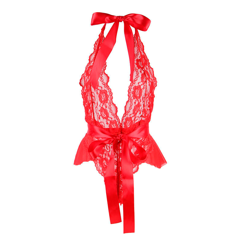 SUBBLIME - 953980 SEXY BODYSUIT WITH RUFFLES + RED BELT L/XL