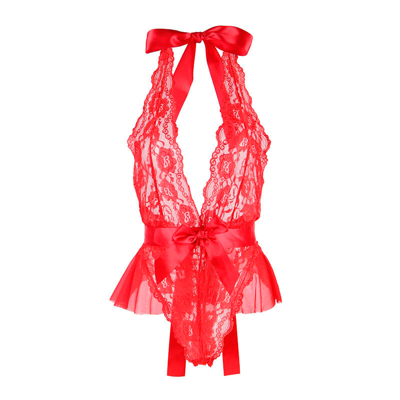 SUBBLIME - 953980 SEXY BODYSUIT WITH RUFFLES + RED BELT L/XL