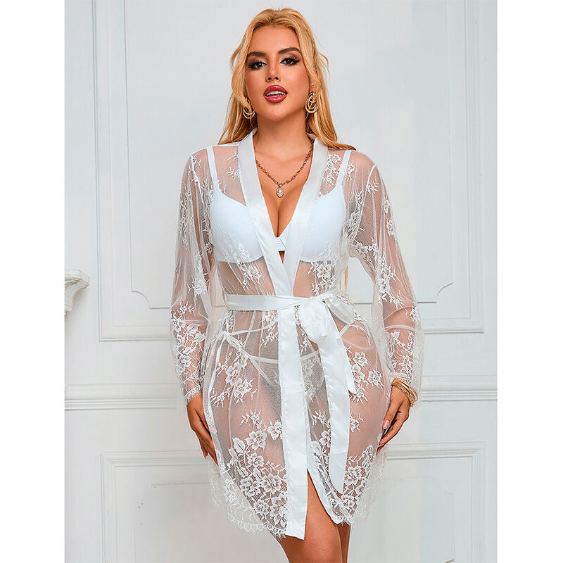 SUBBLIME - 954369 LONG-SLEEVED NIGHTGOWN WITH WHITE FLORAL DESIGN S/M