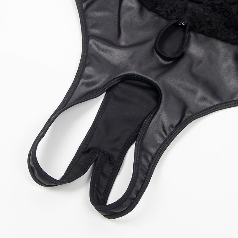 SUBBLIME - 954383 SEXY BODYSUIT WITH GARTER STRAPS BLACK S/M