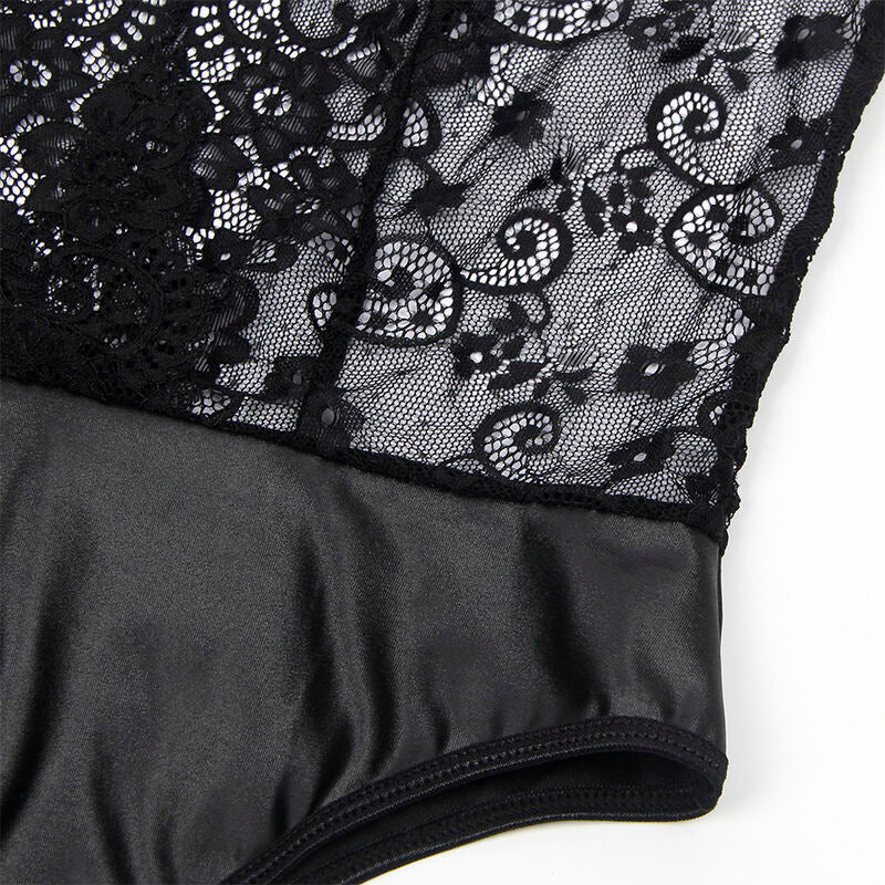 SUBBLIME - 954383 SEXY BODYSUIT WITH GARTER STRAPS BLACK S/M