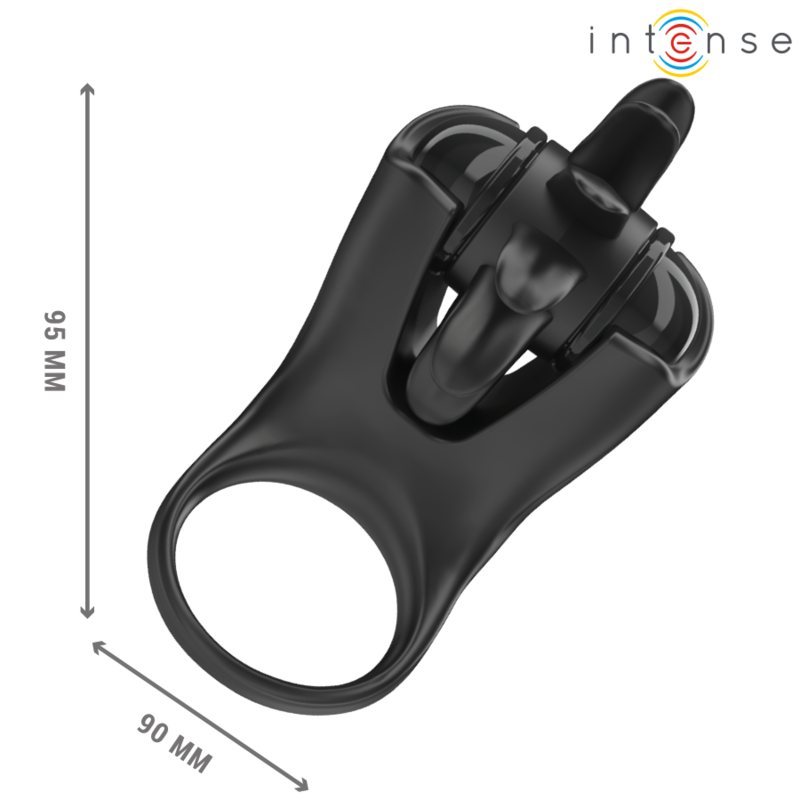 INTENSE - ANILLO VIBRADOR MABEL 10 VIBRATIONS AVEC STIMULATEUR CLITORIDIEN NOIR