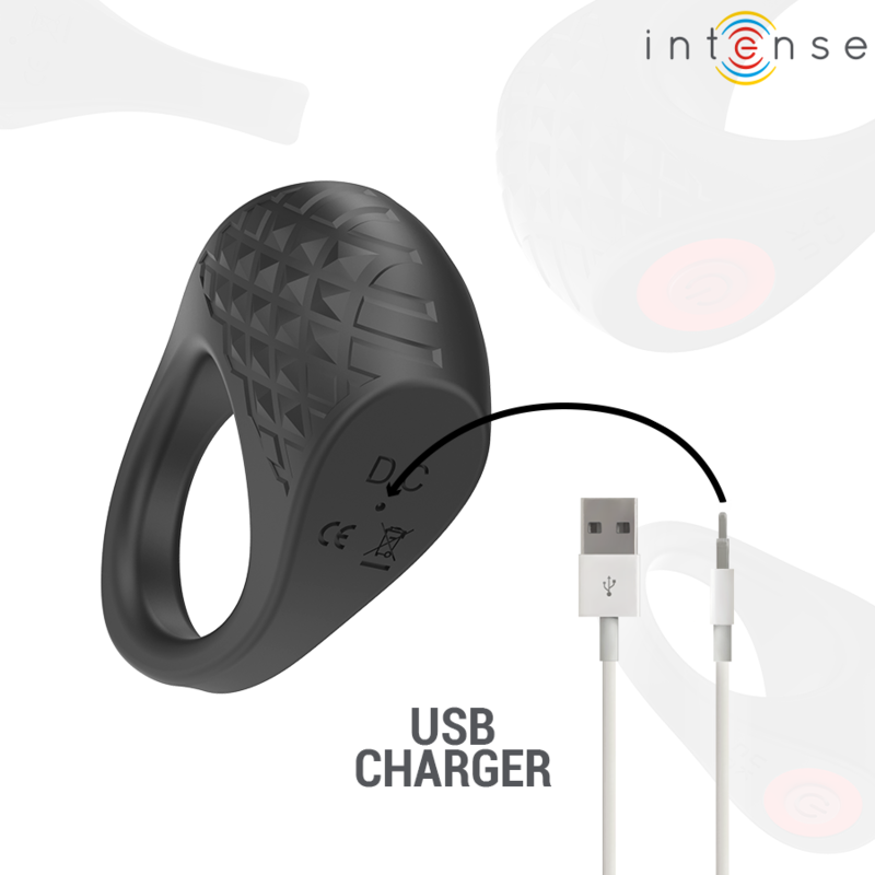 INTENSE - CLOVER ANNEAU VIBRANT PÉNIS 10 VIBRATIONS NOIR