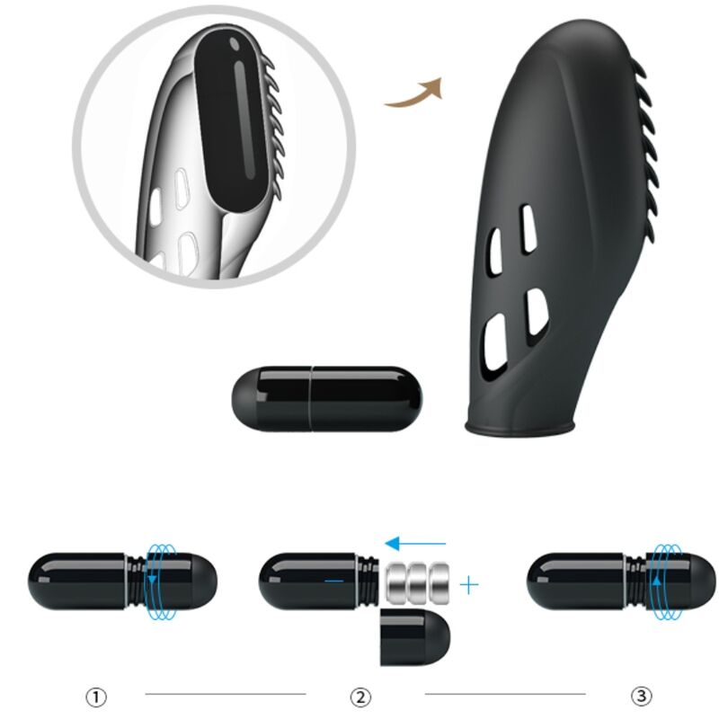 PRETTY LOVE - GILO VIBREUR DE DOIGT EN SILICONE NOIR