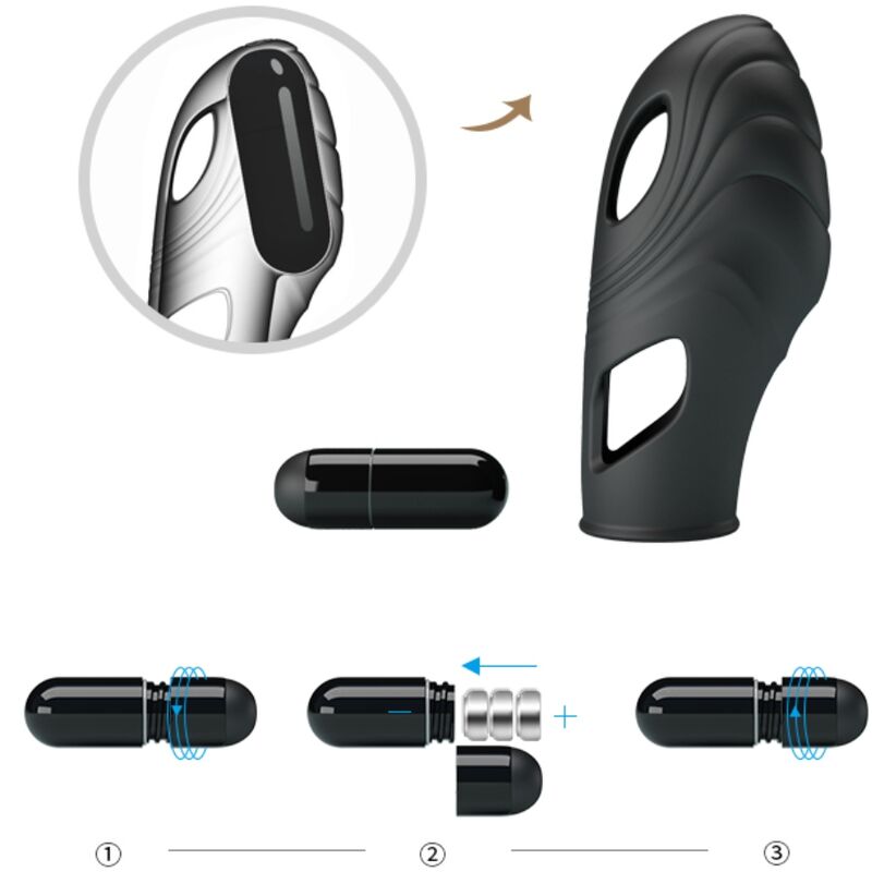 PRETTY LOVE - LICH VIBROMASSEUR DE DOIGT EN SILICONE NOIR