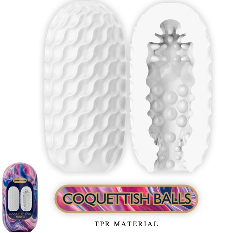 PRETTY LOVE - MASTURBATEUR MASCULIN EN SILICONE BLANC - BOULES COQUINES