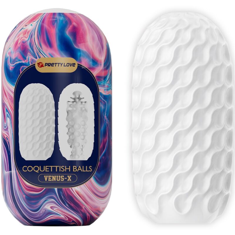 PRETTY LOVE - MASTURBATEUR MASCULIN EN SILICONE BLANC - BOULES COQUINES