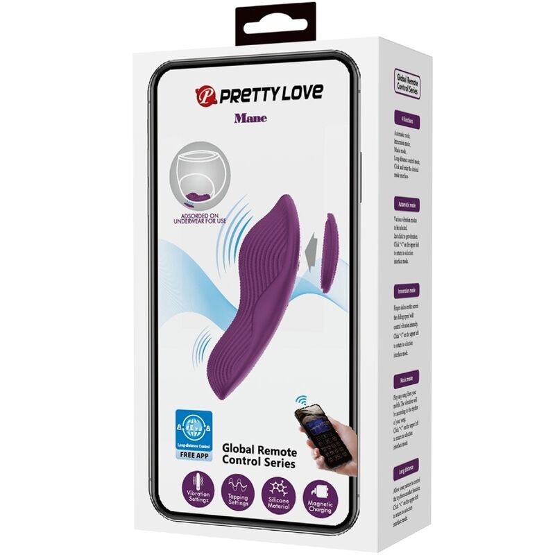 PRETTY LOVE - MASSEUR LAY ON CLITORIS 10 VIBRATIONS TÉLÉCOMMANDE VIOLET