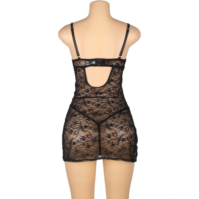 SUBBLIME - 954185 NÉGLIGÉ EN DENTELLE À BRETELLES RÉGLABLES NOIR S/M