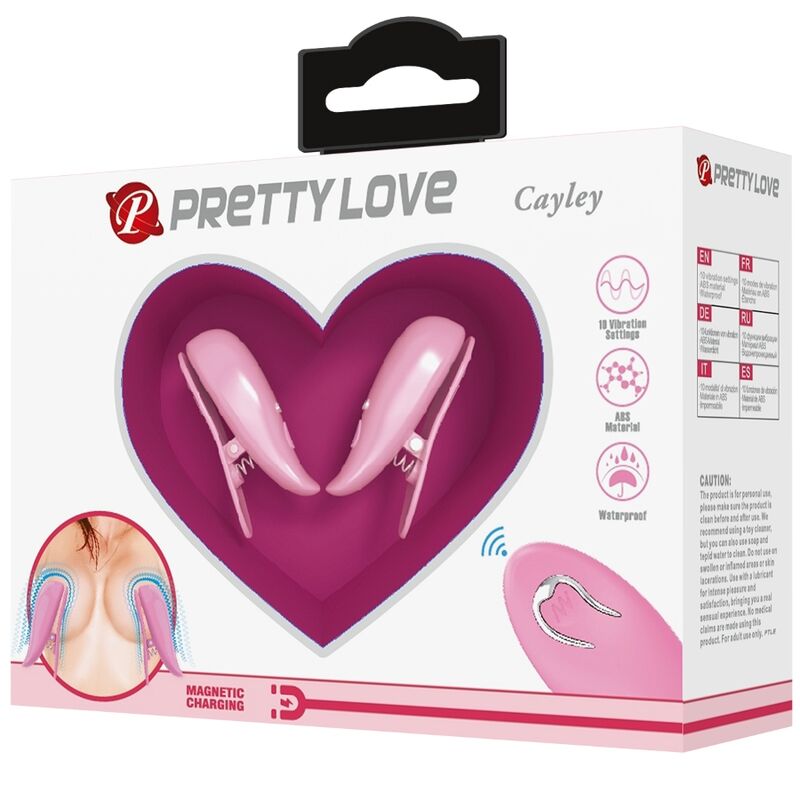 PRETTY LOVE - CAILEY PINCES À TÉTONS 10 VIBRATIONS TÉLÉCOMMANDE ROSE
