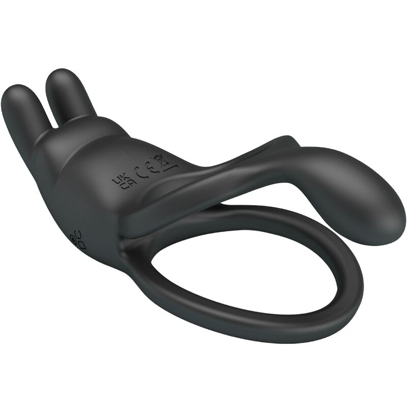 PRETTY LOVE - ANNEAU VIBRANT RABBIT DOUBLE ANNEAU 7 VIBRATIONS NOIR