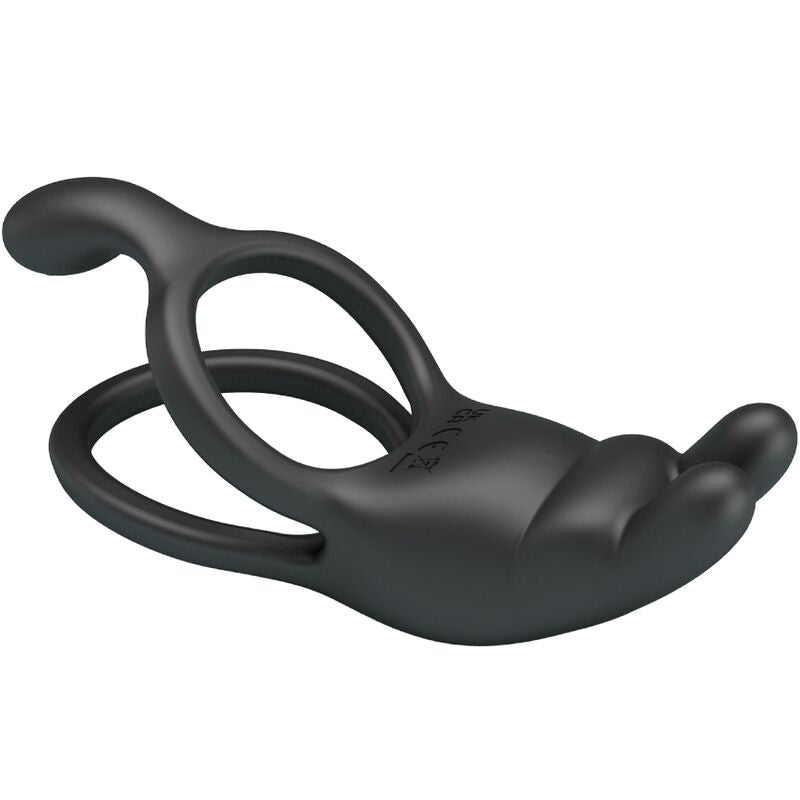 PRETTY LOVE - ANNEAU VIBRANT RABBIT DOUBLE ANNEAU 7 VIBRATIONS NOIR