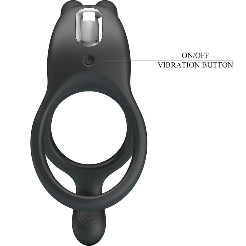 PRETTY LOVE - ANNEAU VIBRANT RABBIT DOUBLE ANNEAU 7 VIBRATIONS NOIR