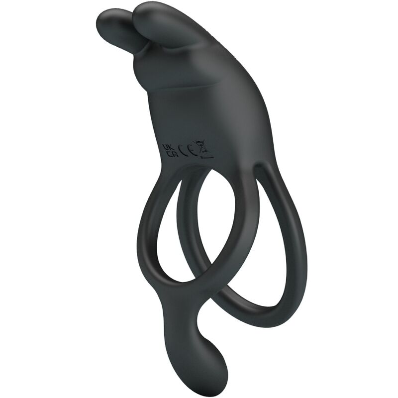 PRETTY LOVE - ANNEAU VIBRANT RABBIT DOUBLE ANNEAU 7 VIBRATIONS NOIR
