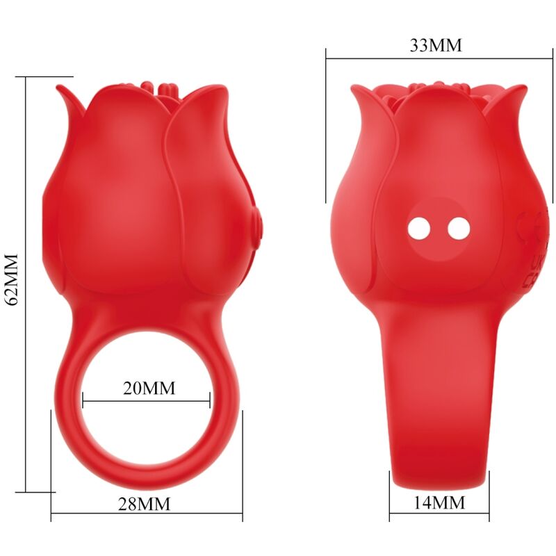 PRETTY LOVE - JAE VIBRATEUR DE DOIGT EN FORME DE ROSE 10 VIBRATIONS ROUGE
