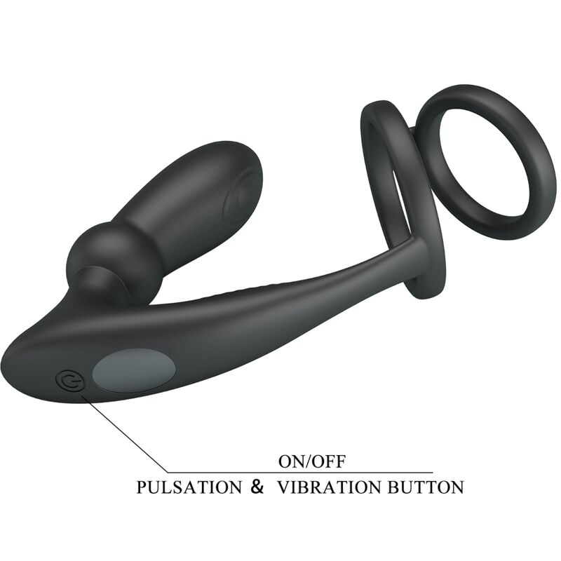 PRETTY LOVE - EMONI ANNEAU PÉNIEN + PLUG ANAL 12 VIBRATIONS NOIR