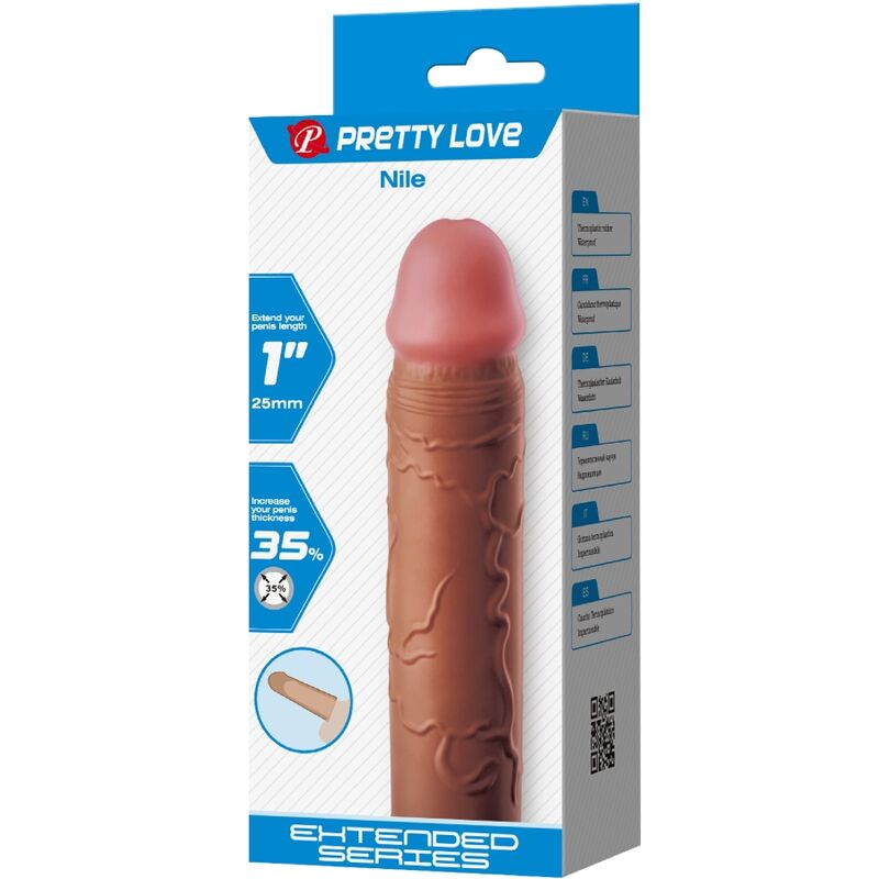 PRETTY LOVE - NILE ANNEAU POUR PÉNIS AVEC EXTENSION DE 2,5 CM MULATTE