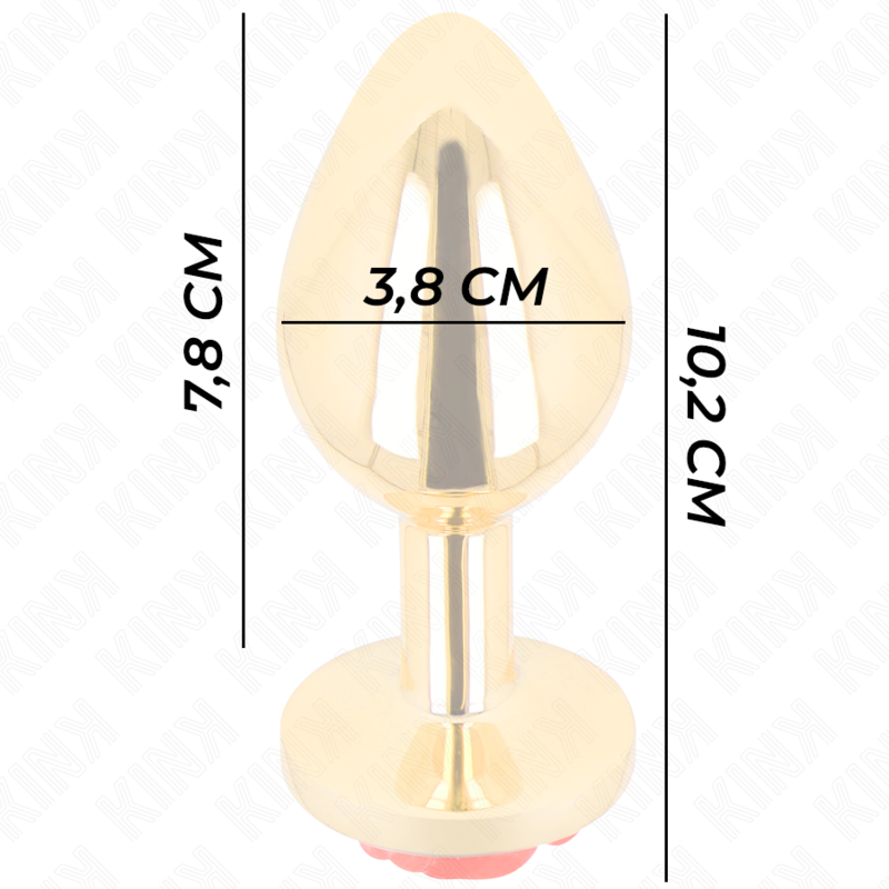 KINK - PLUG ANAL DORÉ ROSE ROUGE TAILLE L