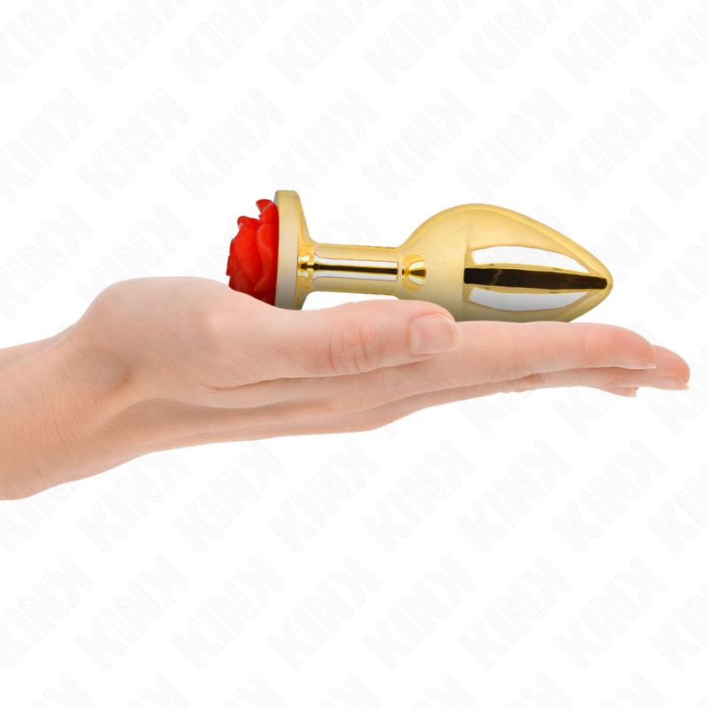 KINK - PLUG ANAL DORÉ ROSE ROUGE TAILLE L