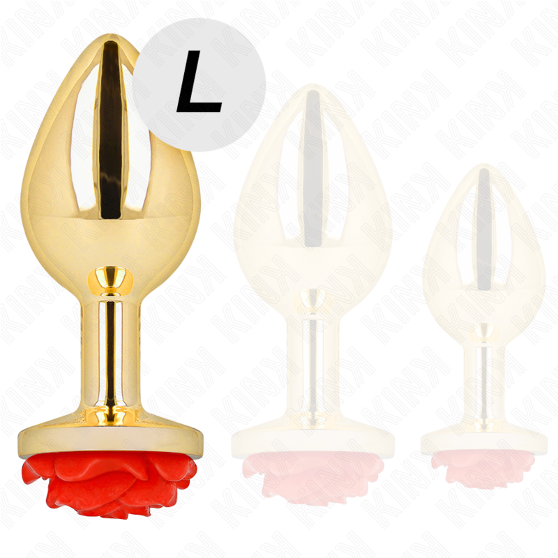 KINK - PLUG ANAL DORÉ ROSE ROUGE TAILLE L