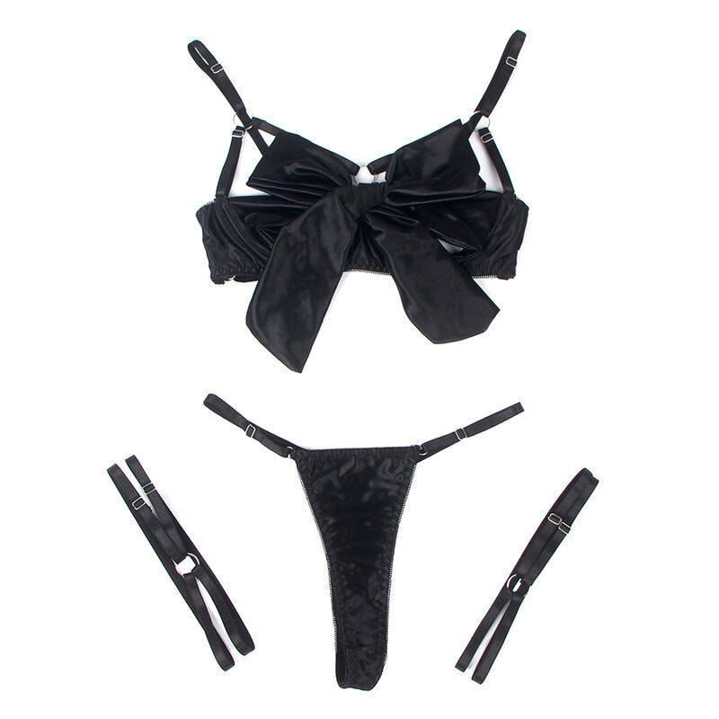 SUBBLIME - 955199 ENSEMBLE SOUTIEN-GORGE À NŒUD NOIR RÉGLABLE S/M