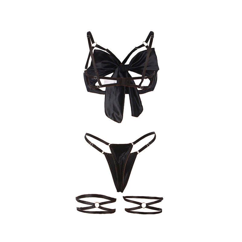 SUBBLIME - 955199 ENSEMBLE SOUTIEN-GORGE À NŒUD NOIR RÉGLABLE S/M