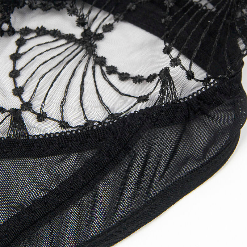 SUBBLIME - 955229 TRANSPARENT BODYSUIT WITH BLACK HOLLOW LACE L/XL