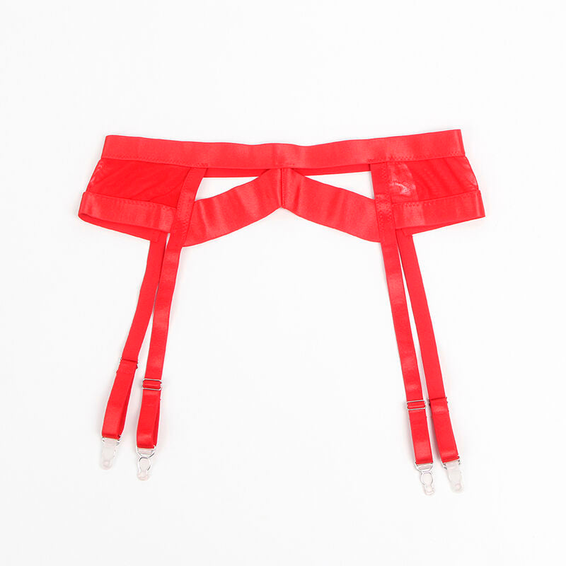 SUBBLIME - 955267 RED BONDAGE BRA AND GARTER SET L/XL
