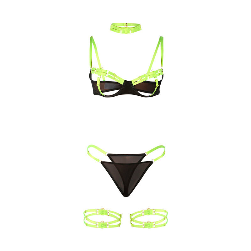 SUBBLIME - 955274 BRA SET WITH COLLAR AND LEG DETAILS FLUORESCENT GREEN S/M