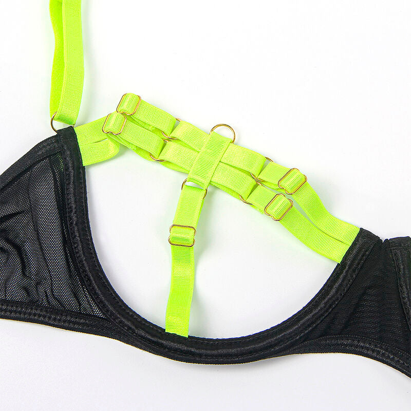 SUBBLIME - 955274 BRA SET WITH COLLAR AND LEG DETAILS FLUORESCENT GREEN S/M