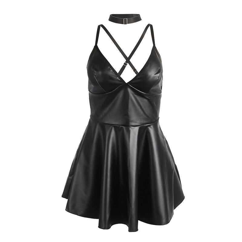 SUBBLIME - 955373 BLACK LEATHER STRAPS DRESS S/M