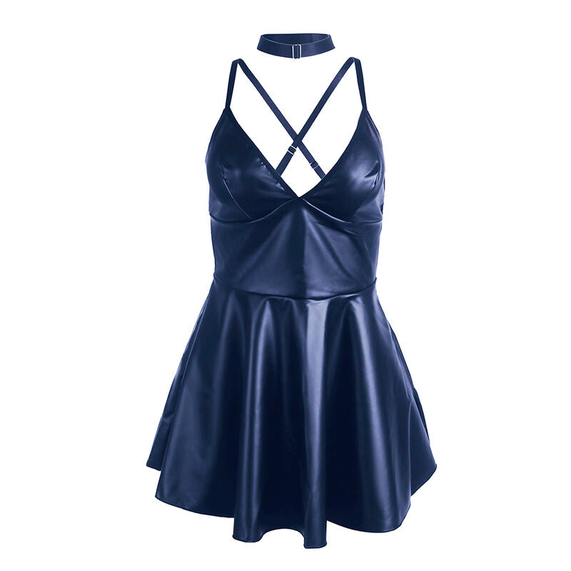 SUBBLIME - 955410 BLUE LEATHER STRAPS DRESS S/M
