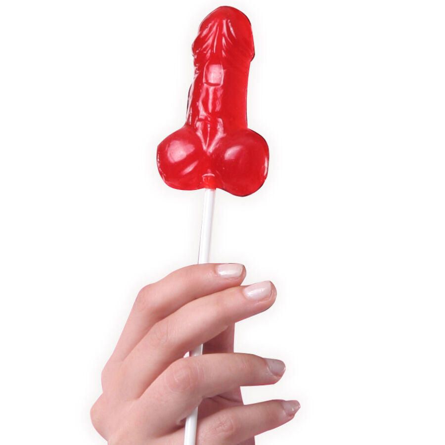 SECRETPLAY - ASSORTED DISPLAY OF STRAWBERRY PENIS LOLLIPOPS, 40 UNITS