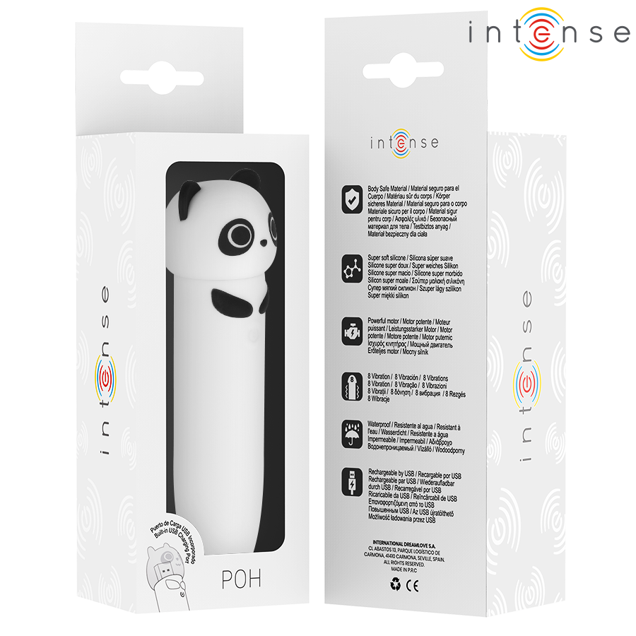INTENSE - MINI-VIBREUR OEUF PANDA RECHARGEABLE USB 10 X 2.2 CM