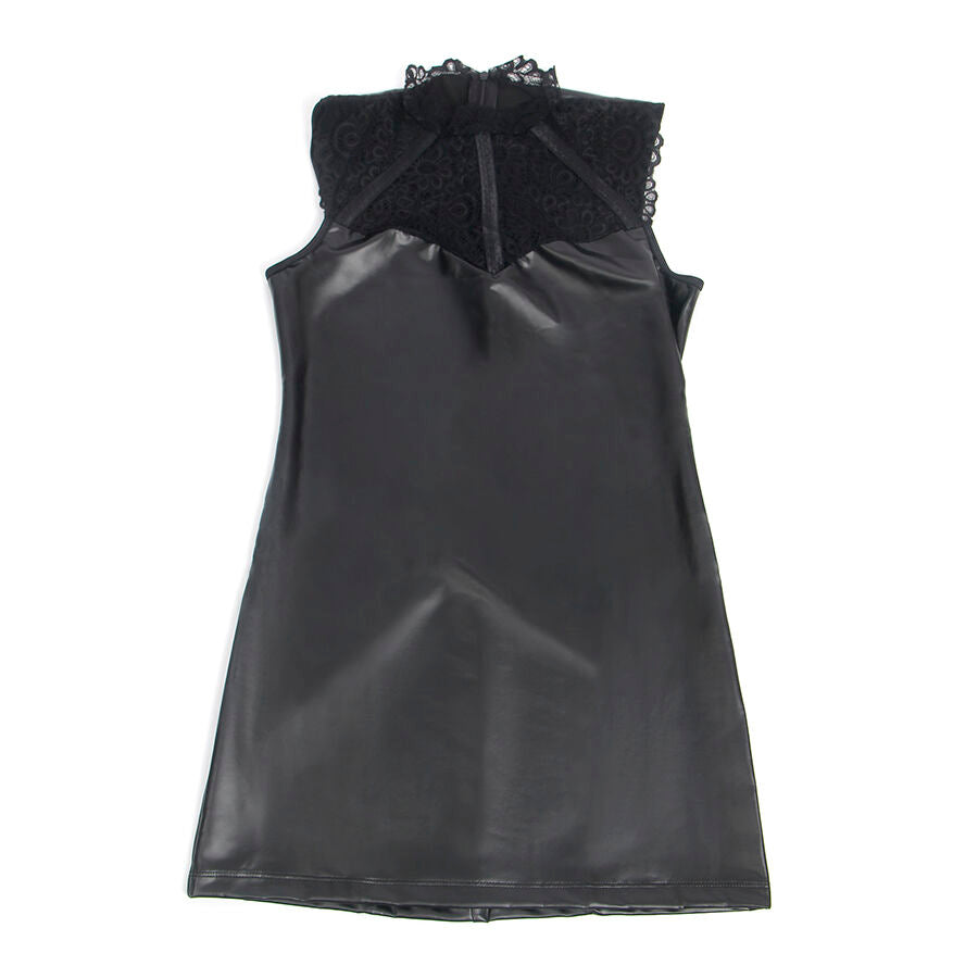 SUBBLIME - 957551 ROBE EN CUIR AVEC COL EN DENTELLE NOIRE L/XL