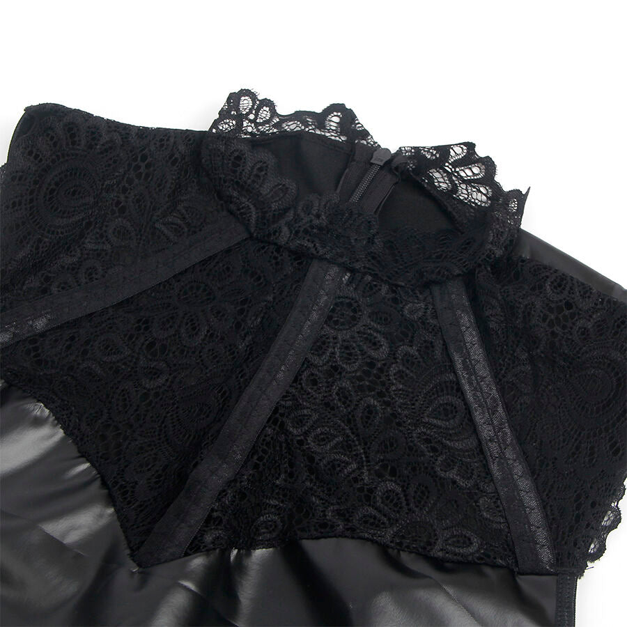 SUBBLIME - 957551 ROBE EN CUIR AVEC COL EN DENTELLE NOIRE L/XL