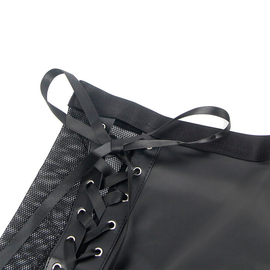 SUBBLIME - 957599 CONJUNTO SUJETADOR Y FALDA DE CUERO NEGRO L/XL