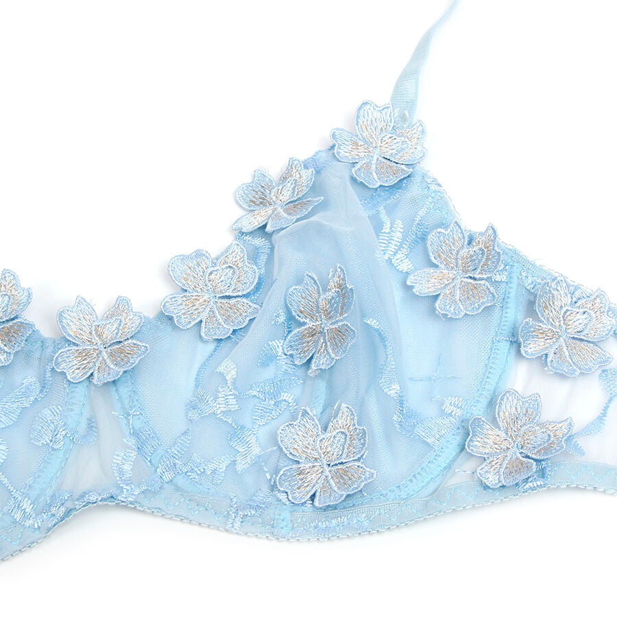 SUBBLIME - 957636 BRA AND PANTIES SET WITH FLORAL EMBROIDERY LIGHT BLUE L/XL
