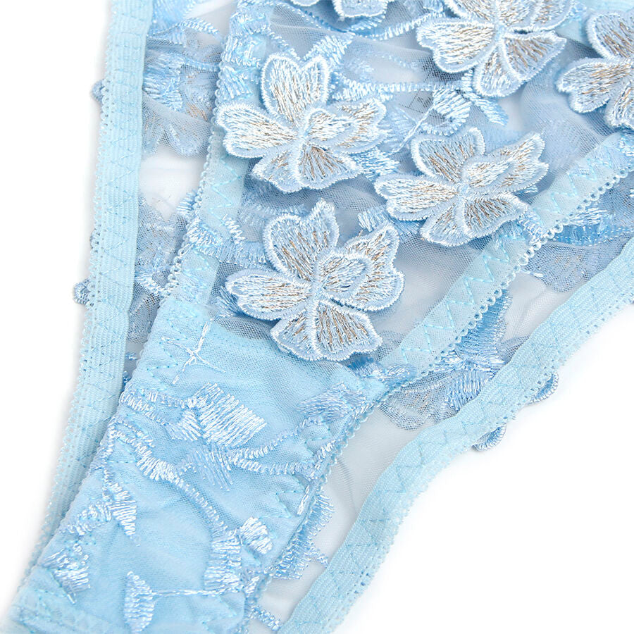 SUBBLIME - 957636 BRA AND PANTIES SET WITH FLORAL EMBROIDERY LIGHT BLUE L/XL