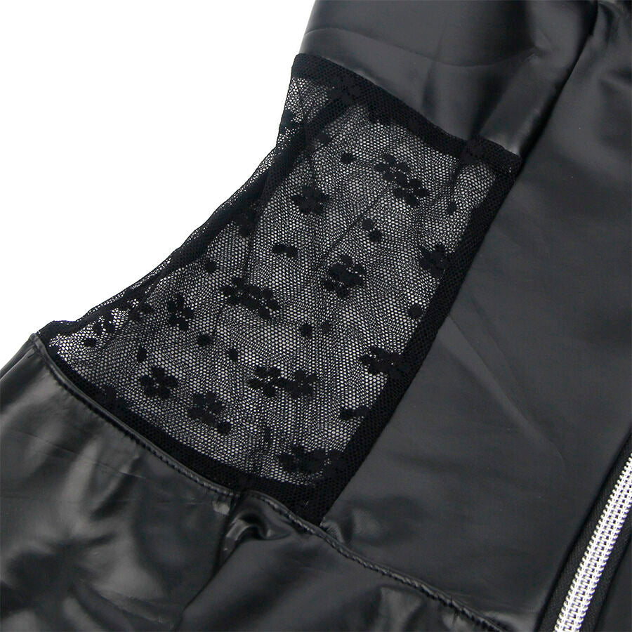 SUBBLIME - 957704 LEATHER DRESS WITH ZIP AND BLACK LACE S/M