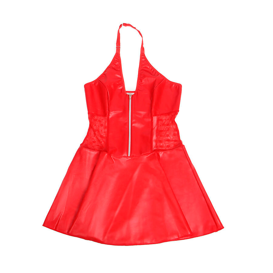 SUBBLIME - 957728 ROBE EN CUIR AVEC FERMETURE ÉCLAIR ET DENTELLE ROUGE S/M